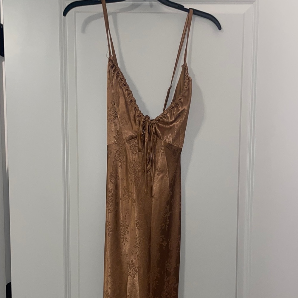 Elegant Brown Satin Nightgown
